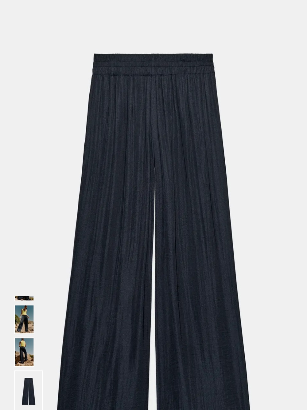 Zara Black Wide-Leg Pleated Trousers